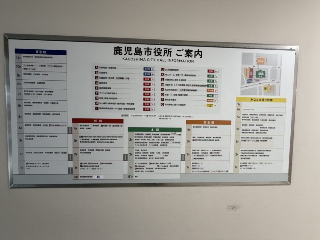 鹿児島市役所 案内板